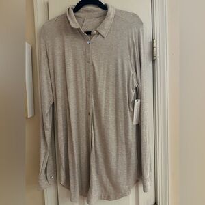 Soft Surroundings Light Taupe Button-Down Shirt - Super Soft and Cozy!